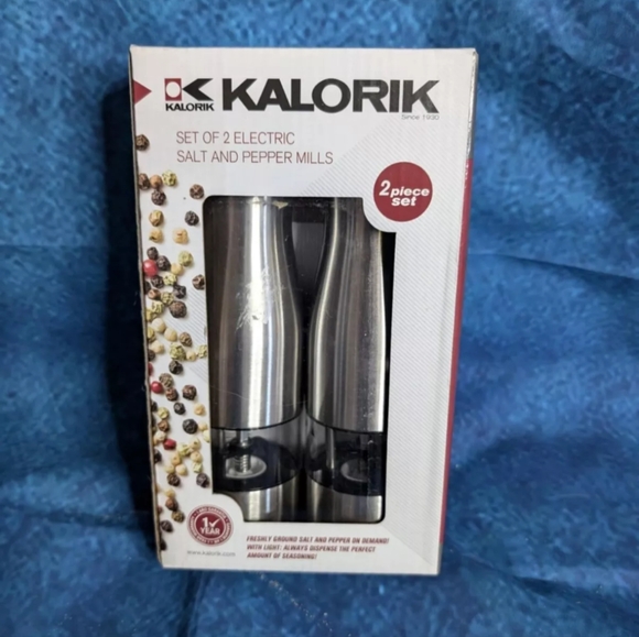 NEW Kalorik Electric Salt and Pepper Mills Stainless Steel Light Up 2-Piece Set - Picture 1 of 5